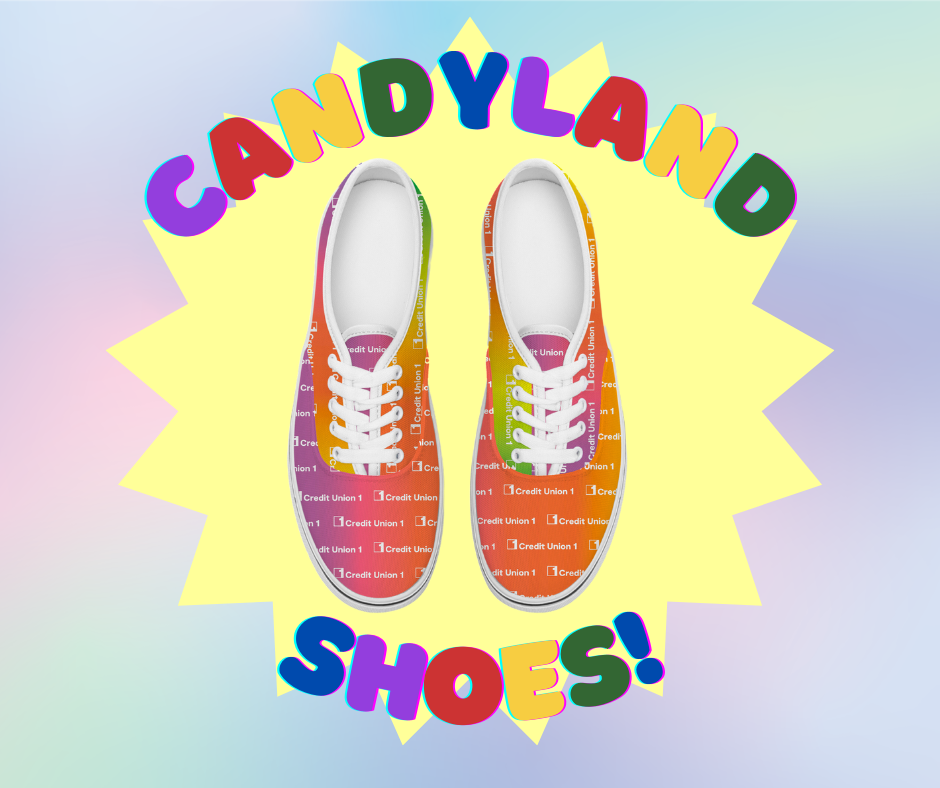To engage staff during a systems upgrade, Credit Union 1 created a pair of custom-designed Candy Land-themed shoes employees could win.