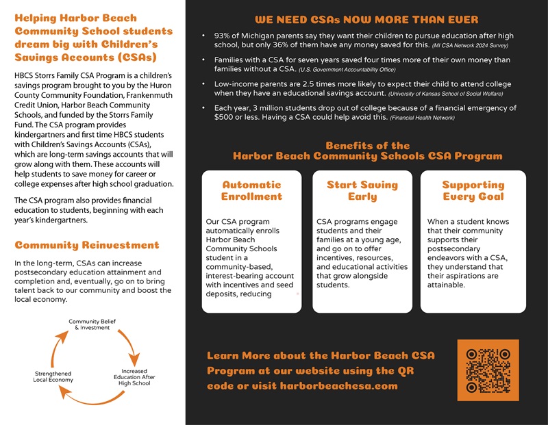 Frankenmuth and its CSA partners use digitized brochures to communicate with parents about the Harbor Beach Community Schools CSA program.